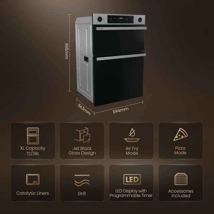 Hisense Hi6 Electric Built-In Double Oven - Stainless Steel