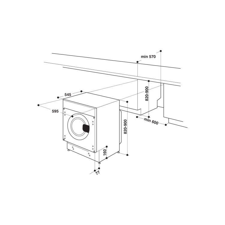 Whirlpool 6th sense 9kg 1400rpm Integrated Washing Machine - White