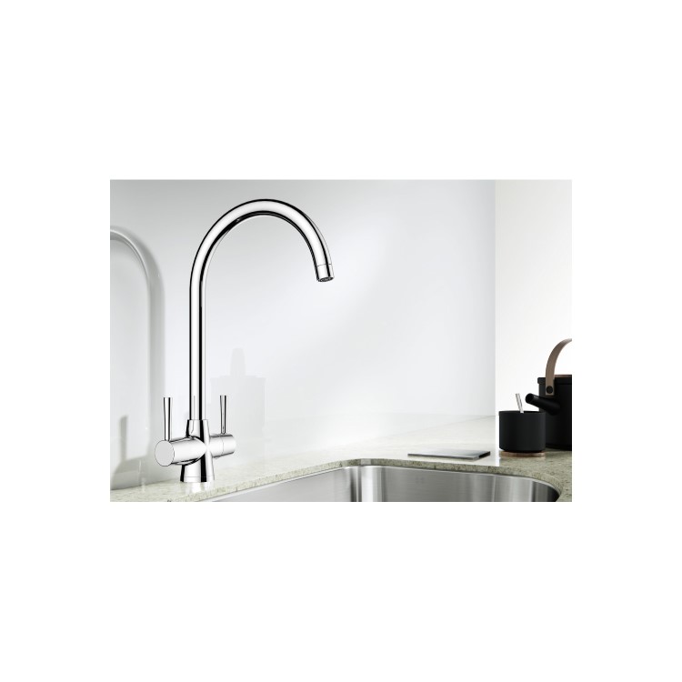 Blanco Chrome Twin Lever Max Kitchen Mixer  Tap