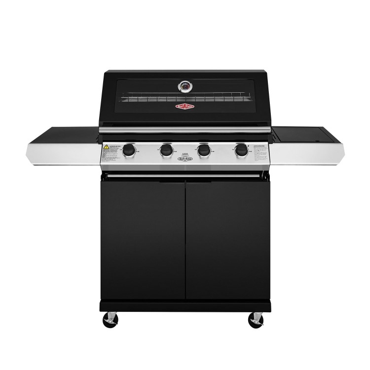 BeefEater 1200E Series - 4 Burner Gas BBQ Grill & Side Burner Trolley - Black