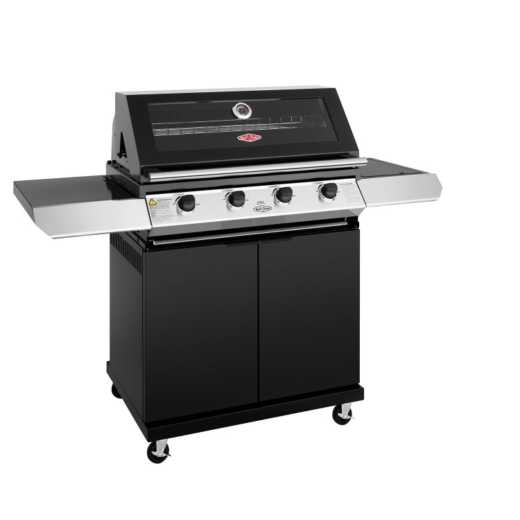 BeefEater 1200E Series - 4 Burner Gas BBQ Grill & Side Burner Trolley - Black