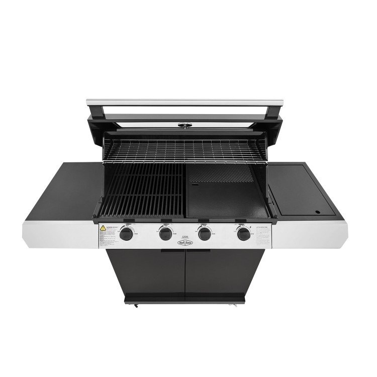 BeefEater 1200E Series - 4 Burner Gas BBQ Grill & Side Burner Trolley - Black