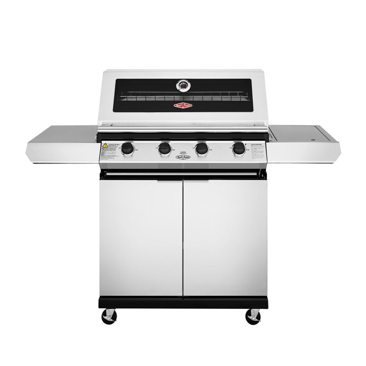 BeefEater 1200S Series - 4 Burner Gas BBQ Grill & Side Burner Trolley - Silver