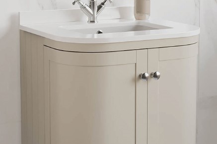 Beige Basin Vanity Unit with chrome handles