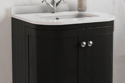 Black Basin Vanity Unit with Chrome Handles