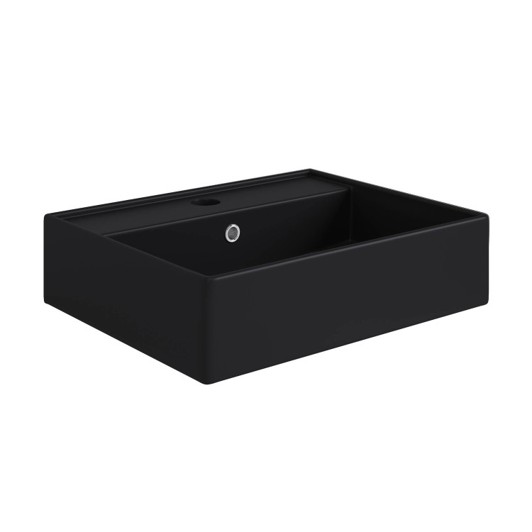 Matt Black Square Countertop Basin 497mm - Bowen