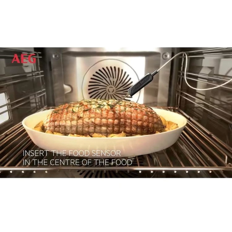 AEG 6000 Series SteamBake Pyrolytic Self-Cleaning Digital Electric Single Oven with Food Probe - Stainless Steel