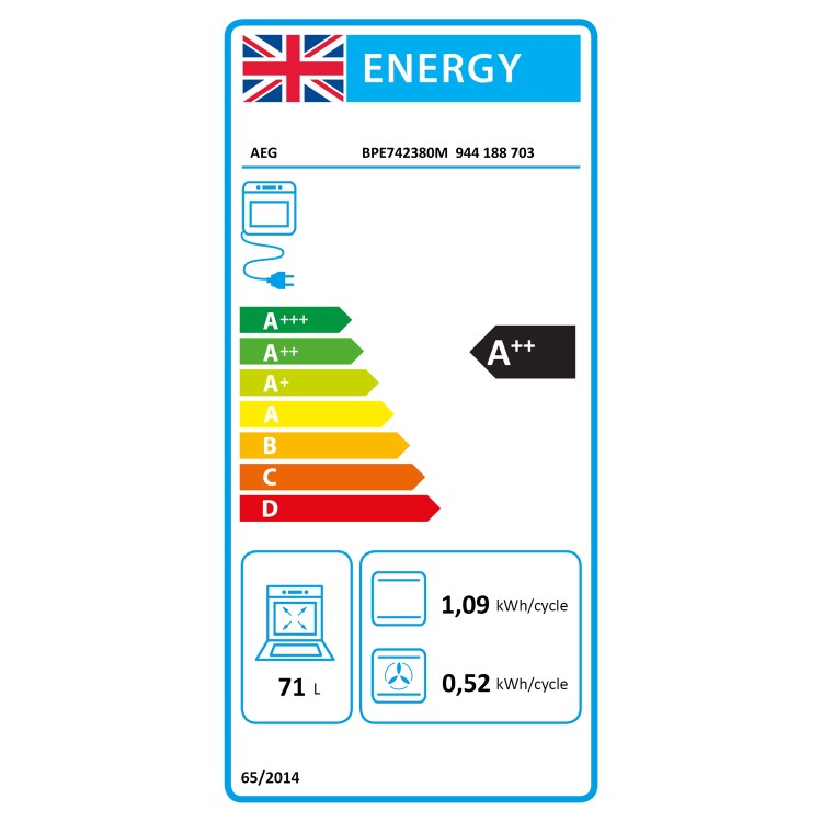 AEG 8000 Series Pyrolytic Self-Cleaning Digital Electric Single Oven with Food Probe - Stainless Steel