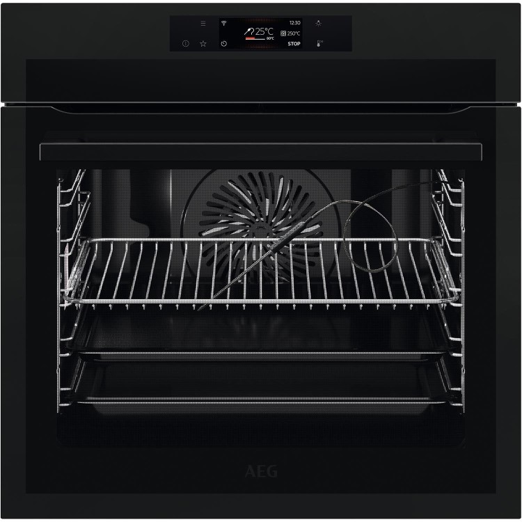 Refurbished AEG 8000 BPE748380T 60cm Single Built In Electric Oven Matte Black