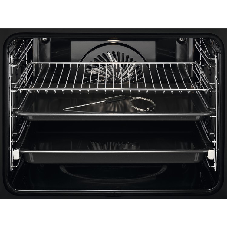 Refurbished AEG 6000 Series SteamBake BPK556260B 60cm Single Built In Electric Oven with Food Probe Black