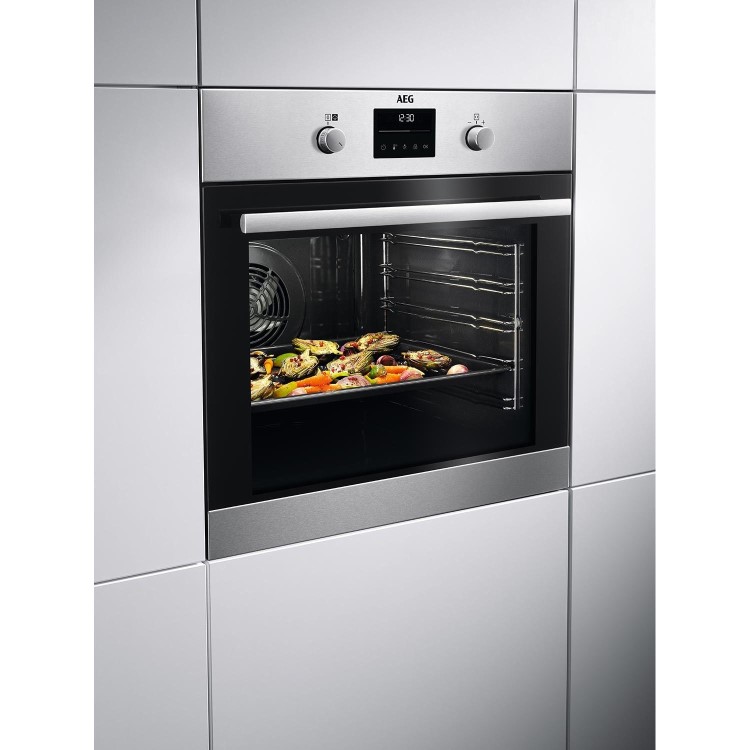 Refurbished AEG BPS355061M 6000 Series 60cm Single Built In Electric Oven Stainless Steel