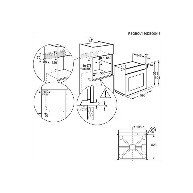 AEG 6000 Series SteamBake Pyrolytic Self-Cleaning Electric Single Oven - Stainless Steel