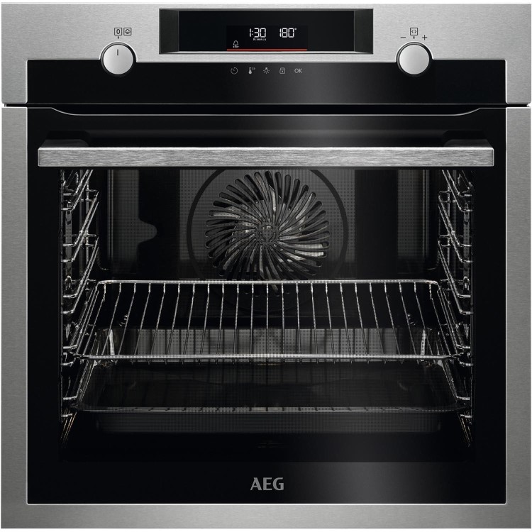 Refurbished AEG 6000 SteamBake BPS555060M 60cm Single Built In Electric Oven Stainless Steel