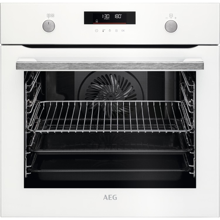 AEG 6000 Series SteamBake Pyrolytic Self-Cleaning Digital Electric Single Oven - White