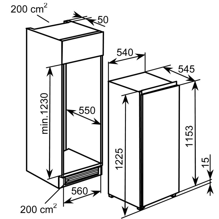 Baumatic BR200.5 In-column Integrated Fridge