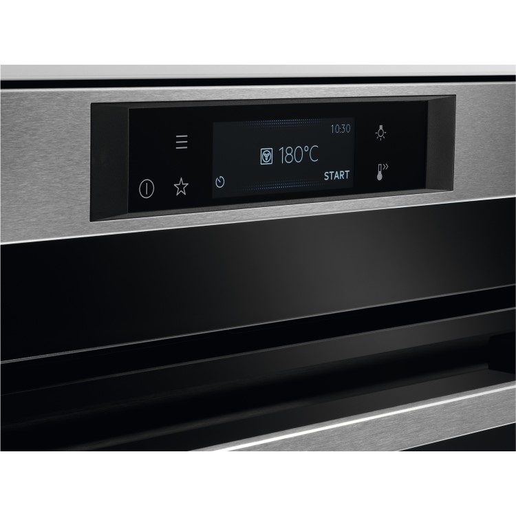 AEG 7000 Series SteamCrisp Pyrolytic Self-Cleaning Digital Electric Single Oven with Food Probe - Stainless Steel