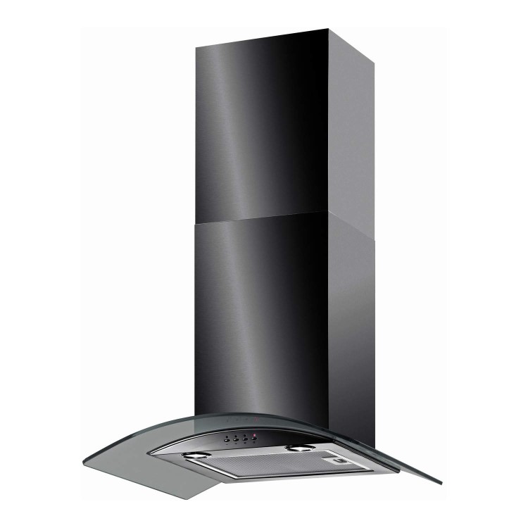 Baumatic BT6.3BGL Curved Glass 60cm Chimney Cooker Hood Black