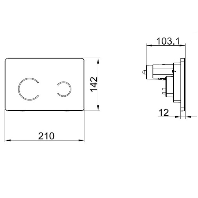 Concealed Cistern 820mm Wall Hung Toilet Frame with Purificare Glass Sensor Pneumatic Flush Plate in Black - Elira