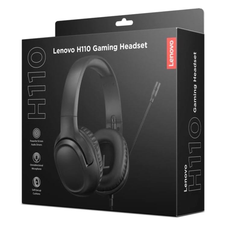 Lenovo H110 Double Sided Over-Ear Wired with Microphone Gaming Headset Black