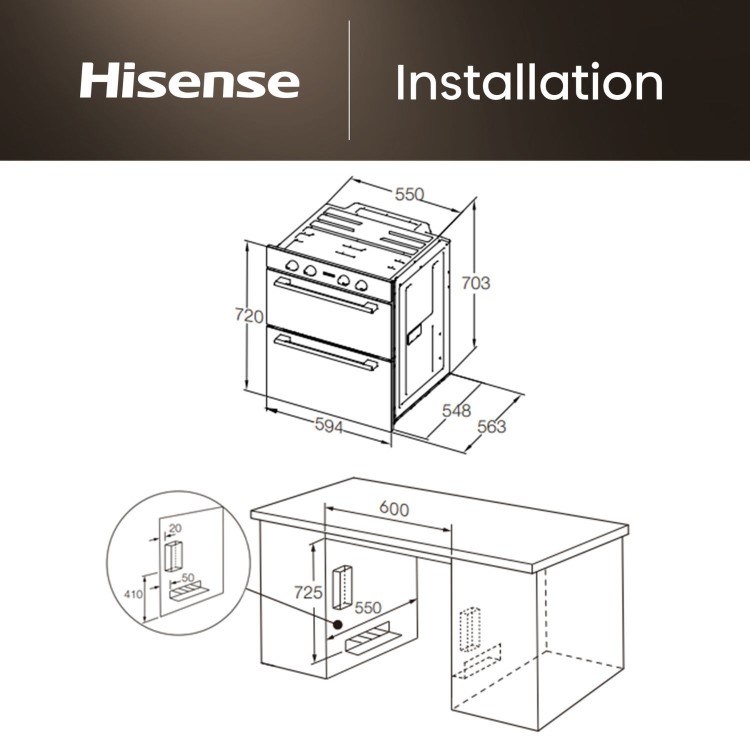 Hisense Hi6 Electric Built Under Double Oven - Stainless Steel