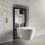 Wall Hung Smart Bidet Japanese Toilet & Grohe Frame Cistern and Black Flush Plate - Purificare