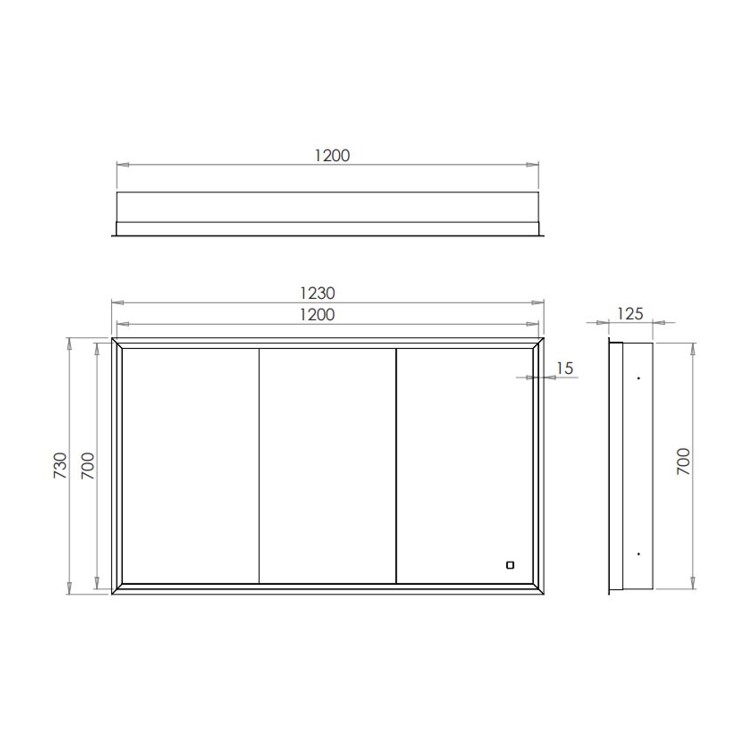 HIB Vanquish 120 Recessed Brass Bathroom Mirror Cabinet with Lights - 1230 x 730mm