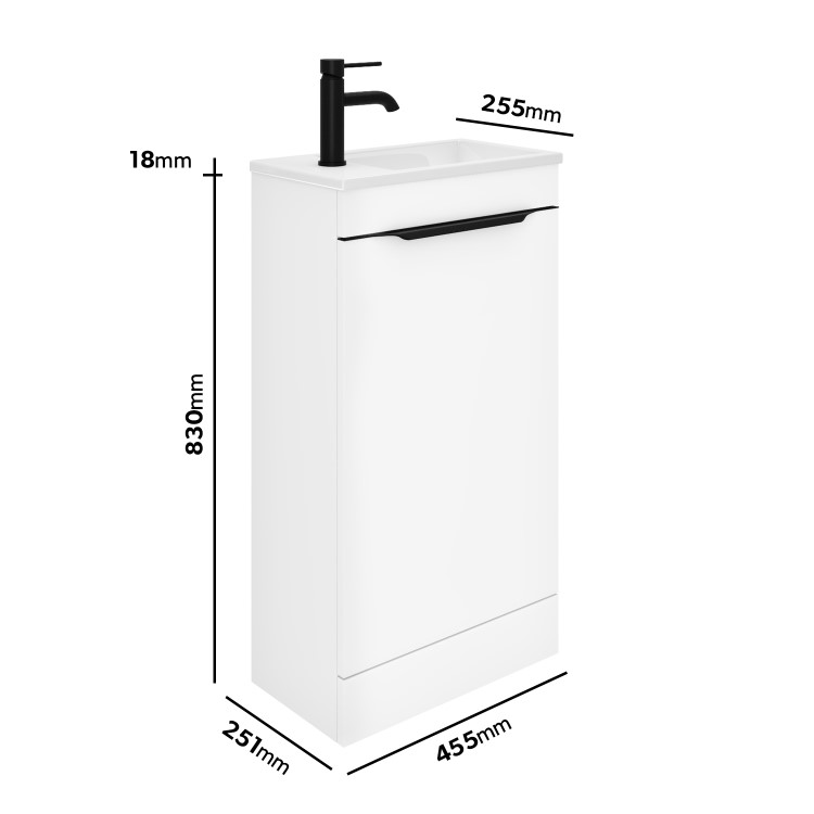 460mm White Cloakroom Freestanding Vanity Unit with Basin - Sion