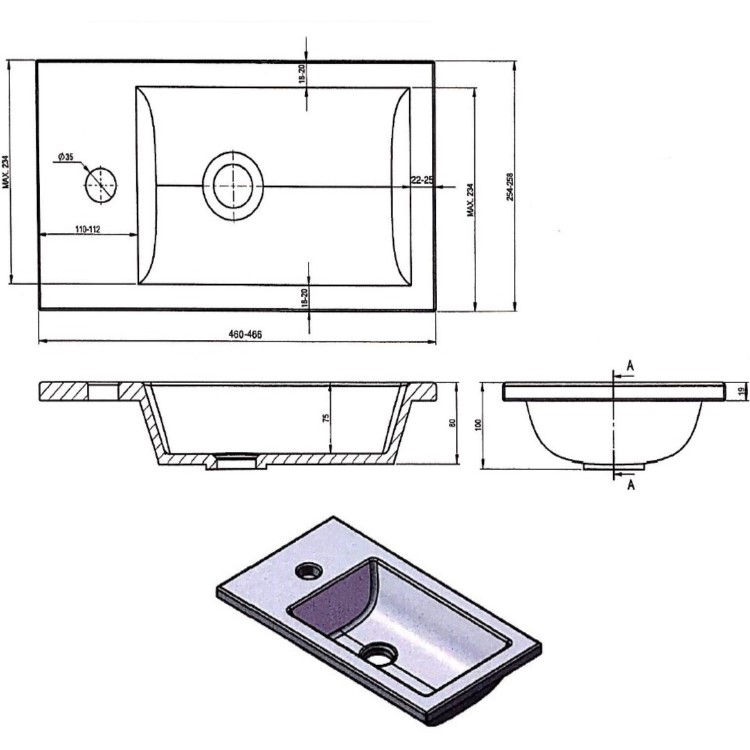 460mm White Cloakroom Freestanding Vanity Unit with Basin - Sion