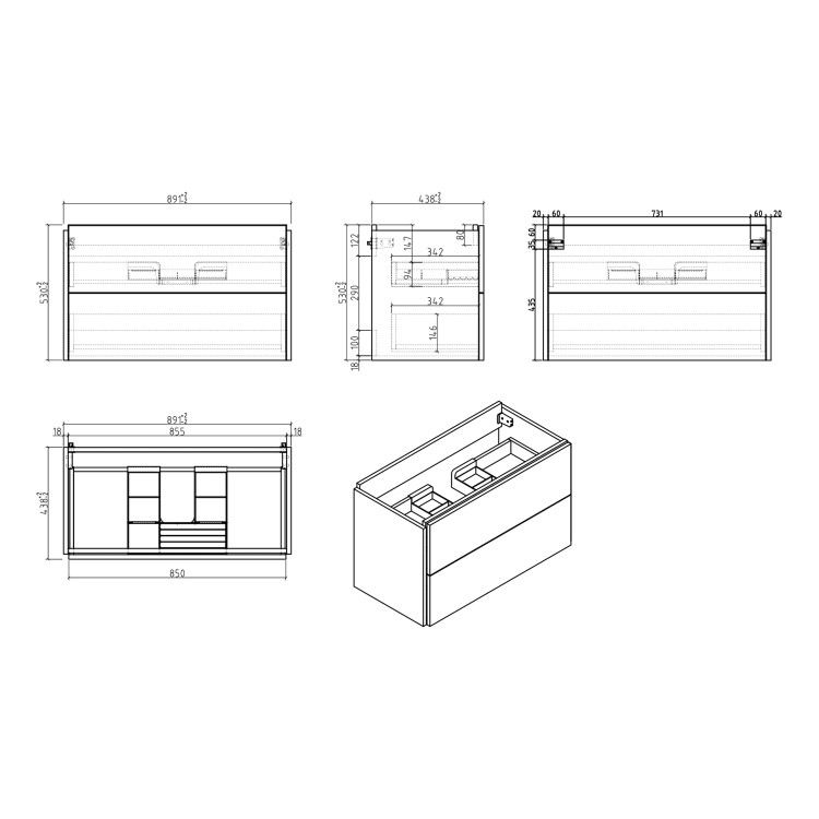 1000mm White Freestanding Vanity Unit with Basin - Nero