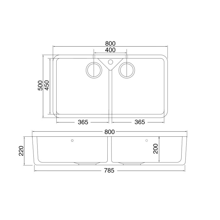 Double Bowl White Ceramic Belfast / Butler Kitchen Sink - Taylor & Moore Ada