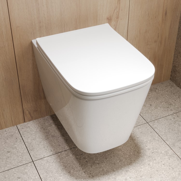 Albi Wall Hung Toilet 1160mm Pneumatic Frame & Cistern & Brushed Brass Flush Plate