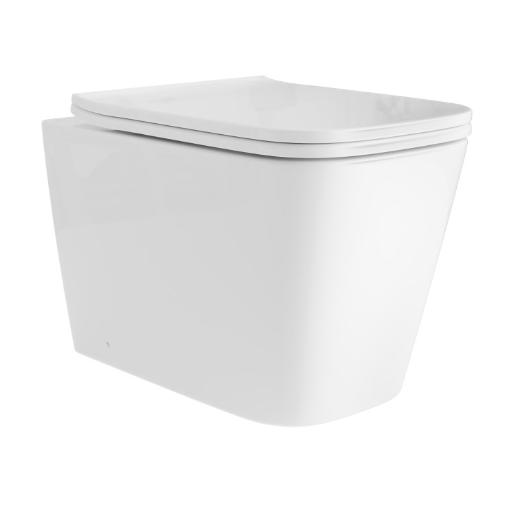 Albi Wall Hung Toilet 1160mm Pneumatic Frame & Cistern & Brushed Brass Flush Plate