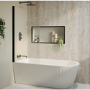 Freestanding Single Ended Left Hand Fluted Corner Bath 1650 x 800mm With Matt Black Bath Screen - Amaro