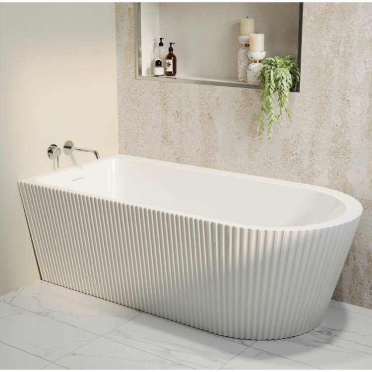 Freestanding Single Ended Left Hand Fluted Corner Bath 1650 x 800mm - Amaro