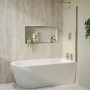 Freestanding Single Ended Right Hand Fluted Corner Bath 1650 x 800mm With Chrome Bath Screen - Amaro