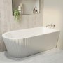 Freestanding Single Ended Right Hand Fluted Corner Bath 1650 x 800mm With Chrome Bath Screen - Amaro