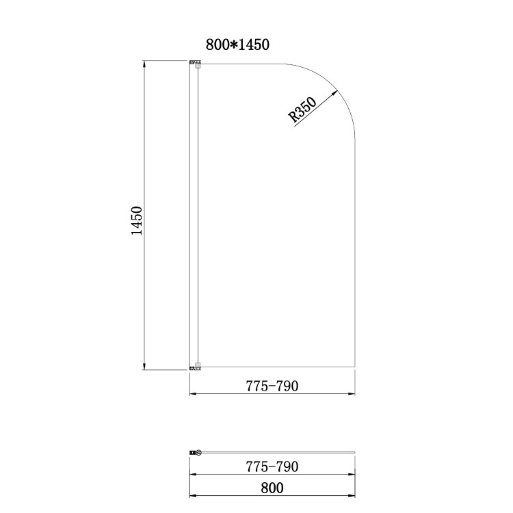 Freestanding Shower Bath Single Ended Left Hand Corner with Chrome Bath Screen 1650 x 800mm - Amaro