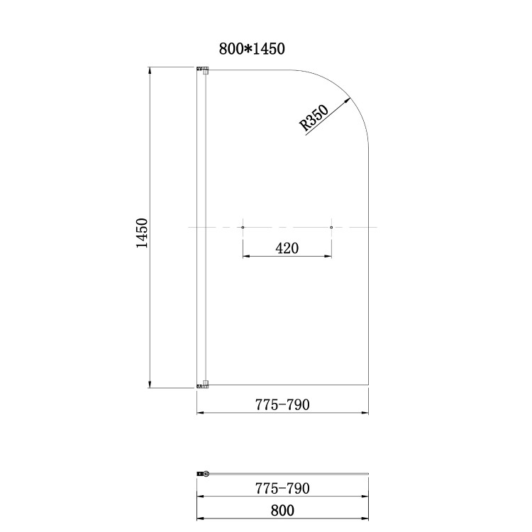 Freestanding Single Ended Right Hand Corner Shower Bath with Black Bath Screen with Towel Rail  1500 x 800mm - Kona