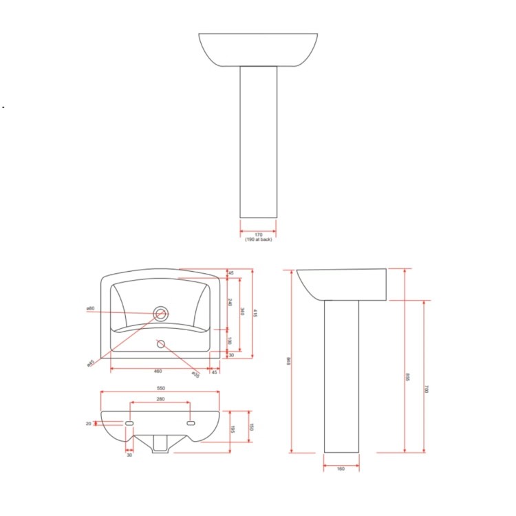 Black Freestanding Left Hand Shower Bath Suite with Toilet and Basin - Amaro