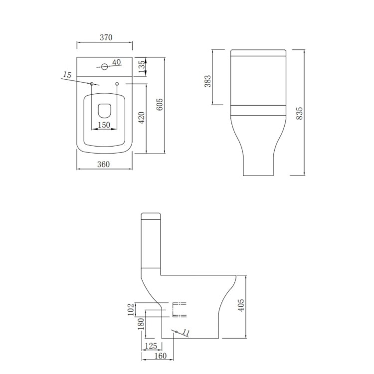 Black Freestanding Left Hand Shower Bath Suite with Toilet and Basin - Amaro