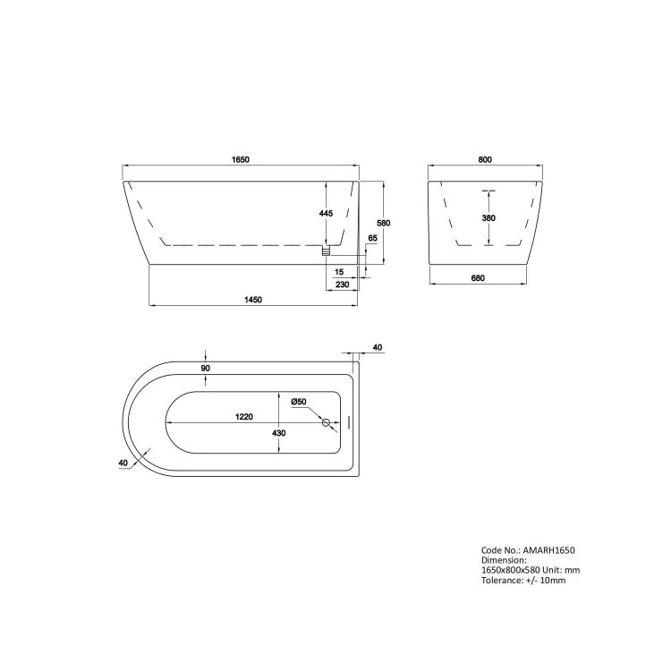 Black Freestanding Right Hand Shower Bath Suite with Toilet and Basin - Amaro