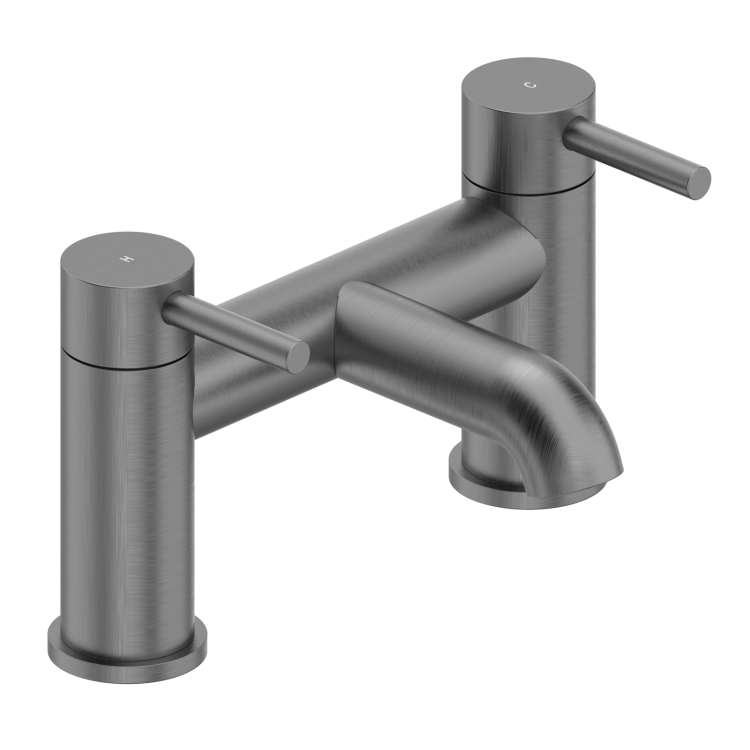 Gunmetal Grey Bath and Basin Tap Set with Basin Waste - Arissa