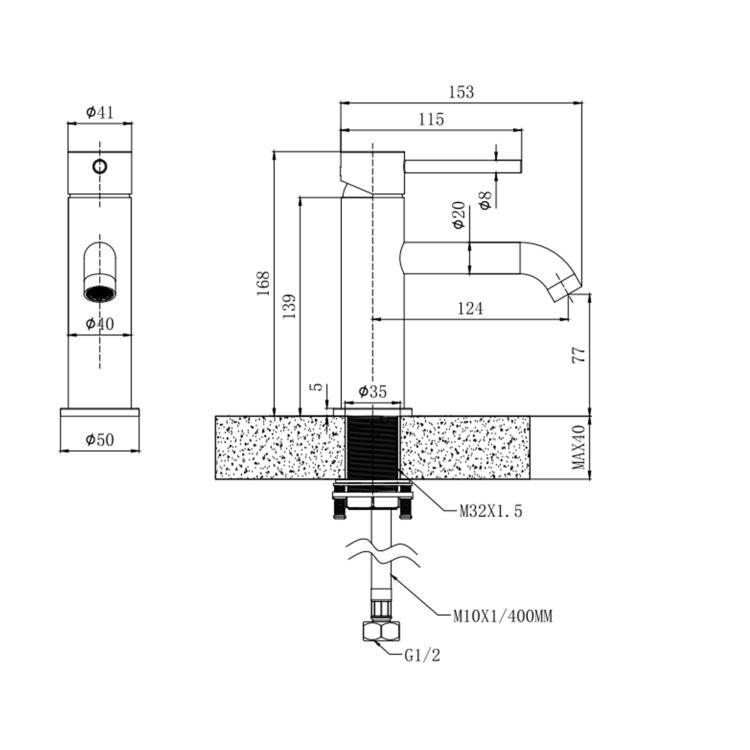 Gunmetal Mono Basin Mixer Tap With Waste - Arissa