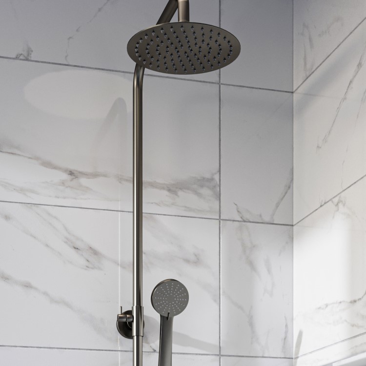 Gunmetal Grey Thermostatic Bar Mixer Shower Set with Slide Rail Kit & Hand Shower - Arissa