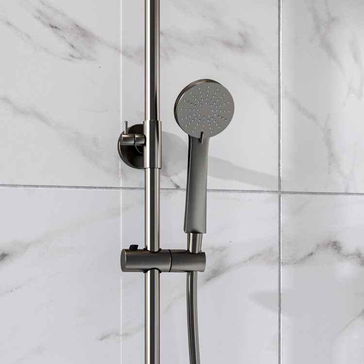 Gunmetal Grey Thermostatic Bar Mixer Shower Set with Slide Rail Kit & Hand Shower - Arissa