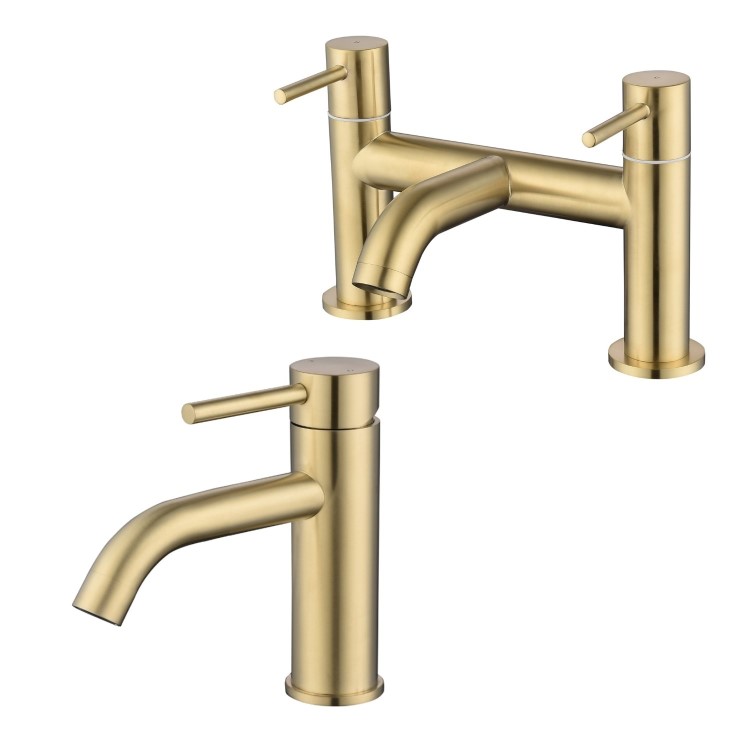 Brushed Brass Bath Mixer Tap - Arissa