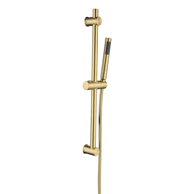 Brushed Brass Dual Outlet Wall Mounted Thermostatic Mixer Shower Set with Hand Shower & Diverter - Arissa