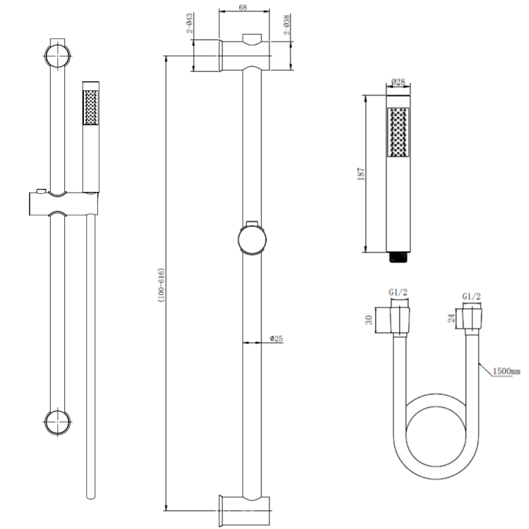 Brushed Brass Dual Outlet Wall Mounted Thermostatic Mixer Shower Set with Hand Shower & Diverter - Arissa