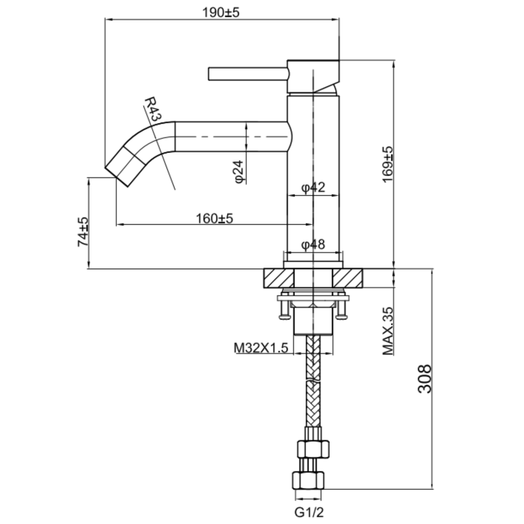 GRADE A1 - Chrome Mono Basin Mixer Tap - Arissa