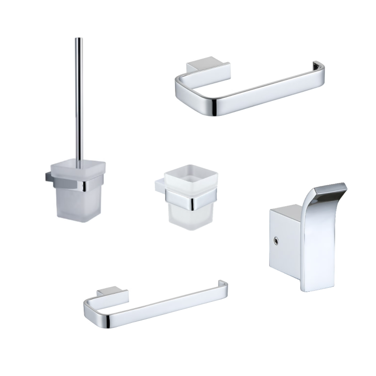 Chrome 5 Piece Bathroom Accessory Set - Arissa